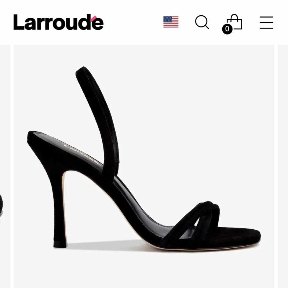 NEW IN BOX Larroude Annie Sandal in Black Suede Heels PAID $315 PLUS TAX